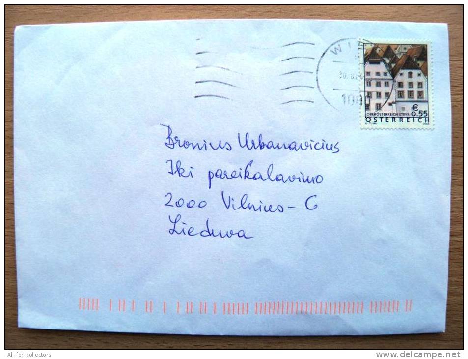 Cover Sent From Austria To Lithuania, Buildings Architecture - Briefe U. Dokumente