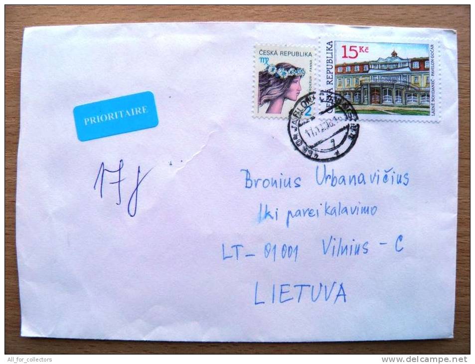 Cover Sent From Czech Rep. To Lithuania, Building Pavilon - Briefe U. Dokumente