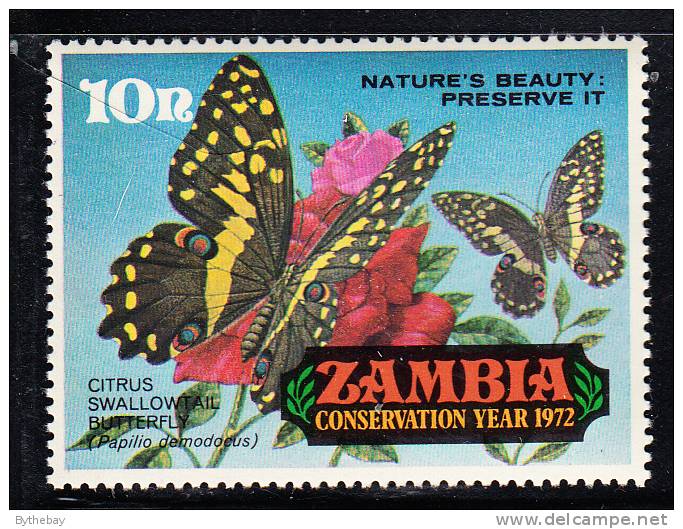 Zambia MNH Scott #87 10n Citrus Swallowtail Butterfly - Conservation Year - Zambie (1965-...)