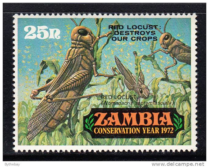 Zambia MNH Scott #89 25n Red Locusts - Conservation Year - Zambie (1965-...)