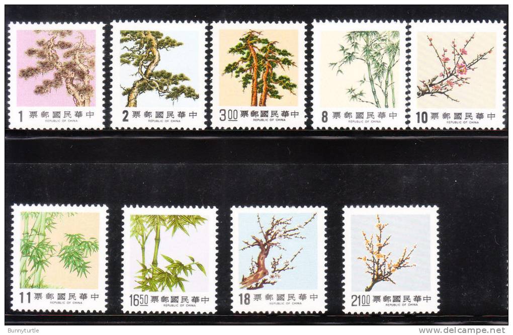 ROC China Taiwan 1984-89 Flora Flowers Pine Bamboo Plum Tree MNH - Nuovi