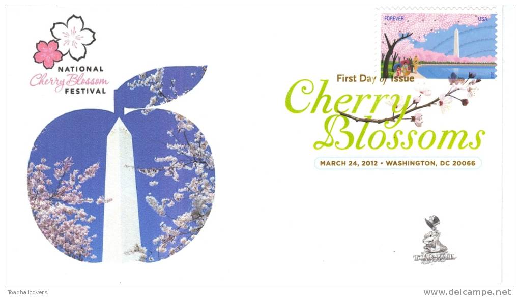Cherry Blossoms Centennial First Day Cover, From Toad Hall Covers, #1 Of 3 - Washington Monument - 2011-...