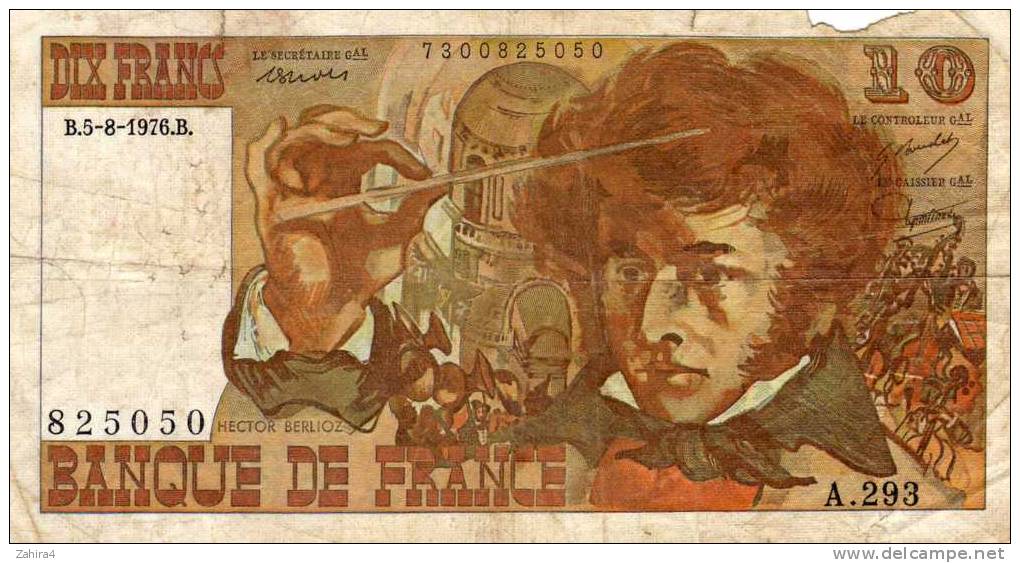 Dix Francs - Banque De France - Berlioz - B.5-1976.B.  - A.293  - - 10 F 1972-1978 ''Berlioz''