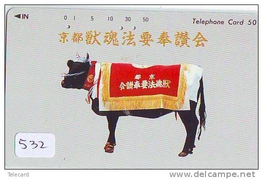 Télécarte JAPON * VACHE (532) COW * KOE * BULL * TAUREAU * STIER * PHONECARD JAPAN * TELEFONKARTE * VACA * TAURUS * - Cows