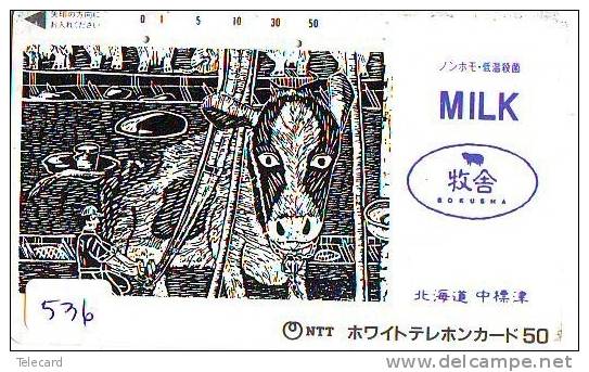 Télécarte JAPON * VACHE (536) COW * KOE * BULL * TAUREAU * STIER * PHONECARD JAPAN * TELEFONKARTE * VACA * TAURUS * - Vaches