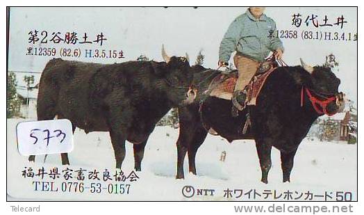 Télécarte JAPON * VACHE (573) COW * KOE * BULL * TAUREAU * STIER * PHONECARD JAPAN * TELEFONKARTE * VACA * TAURUS * - Mucche