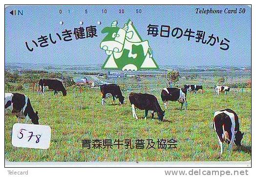 Télécarte JAPON * VACHE (578) COW * KOE * BULL * TAUREAU * STIER * PHONECARD JAPAN * TELEFONKARTE * VACA * TAURUS * - Cows