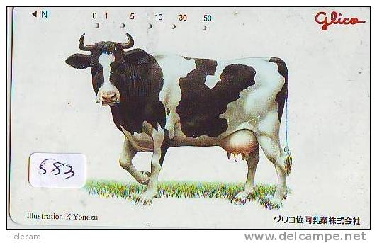 Télécarte JAPON * VACHE (583) COW * KOE * BULL * TAUREAU * STIER * PHONECARD JAPAN * TELEFONKARTE * VACA * TAURUS * - Koeien