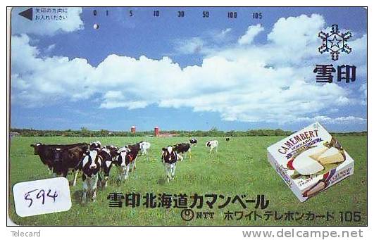 Télécarte JAPON * VACHE (594) COW * KOE * BULL * TAUREAU * STIER * PHONECARD JAPAN * CAMEMBERT * FROMAGE * CHEESE - Mucche