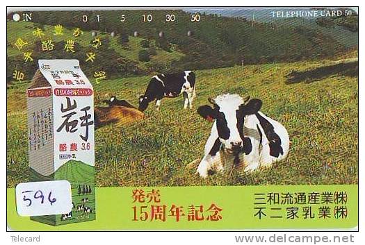 Télécarte JAPON * VACHE (596) COW * KOE * BULL * PHONECARD JAPAN * TELEFONKARTE * VACA * TAURUS * - Cows