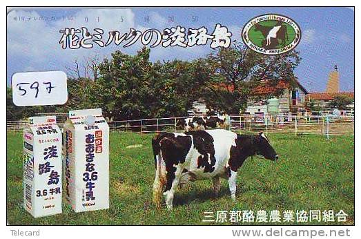 Télécarte JAPON * VACHE (597) COW * KOE * BULL * PHONECARD JAPAN * TELEFONKARTE * VACA * TAURUS * - Vacas