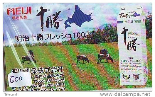 Télécarte JAPON * VACHE (600) COW * KOE * BULL * PHONECARD JAPAN * TELEFONKARTE * VACA * TAURUS * MEIJI - Koeien