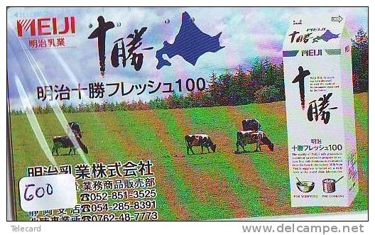 Télécarte JAPON * VACHE (600) COW * KOE * BULL * PHONECARD JAPAN * TELEFONKARTE * VACA * TAURUS * MEIJI - Cows