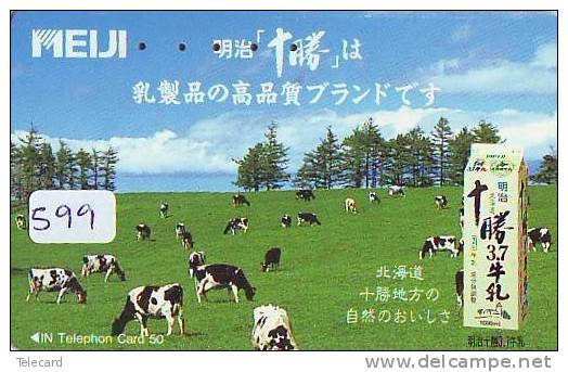 Télécarte JAPON * VACHE (599) COW * KOE * BULL * PHONECARD JAPAN * TELEFONKARTE * VACA * TAURUS * MEIJI - Cows