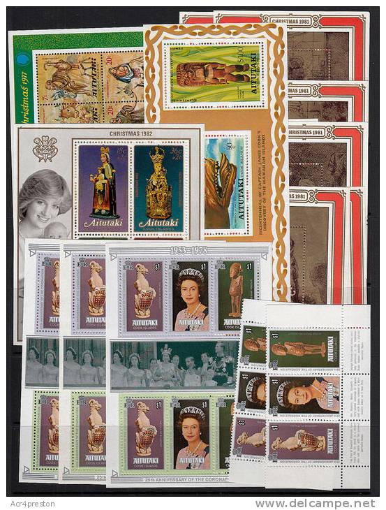 Msc458 Cook Islands - Aitutaki, Small Collection 25 M-sheets, 115+ Stamps, Mostly Unmounted Mint, Some Mounted Mint - Aitutaki