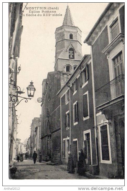 Montfrin Gard Eglise Romane A Fleche Du XII Siecle Edit Vidal Phot. Tarascon Blanchin 1920 - Autres & Non Classés