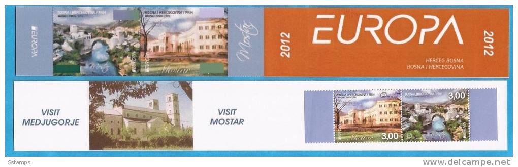 2012 BOSNIA EUROPA CEPT CROATIAN PART MOSTAR VISIT MEDJUGORJE BOOKLET  Typ-b - 2012