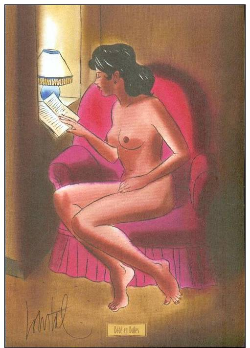 LOUSTAL : Superbe Ex-Libris Pin Up Nue Dans Fauteuil , Dessin Inédit Bédé En Bulles !!! * XL Signé NEUF - Künstler J - L