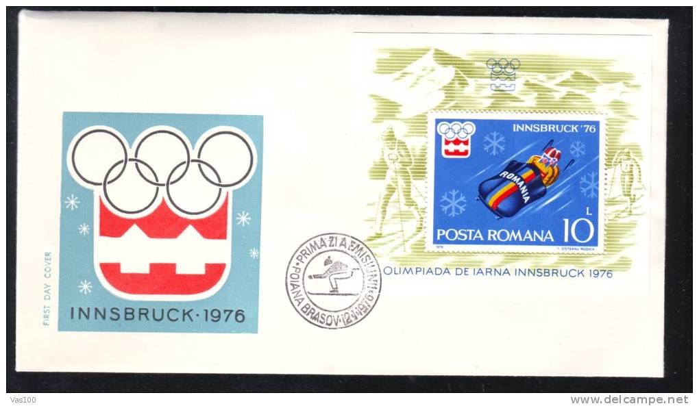 INNSBRUCK WINTER OLYMPICS, 1976, COVER FDC, ROMANIA - Winter 1976: Innsbruck