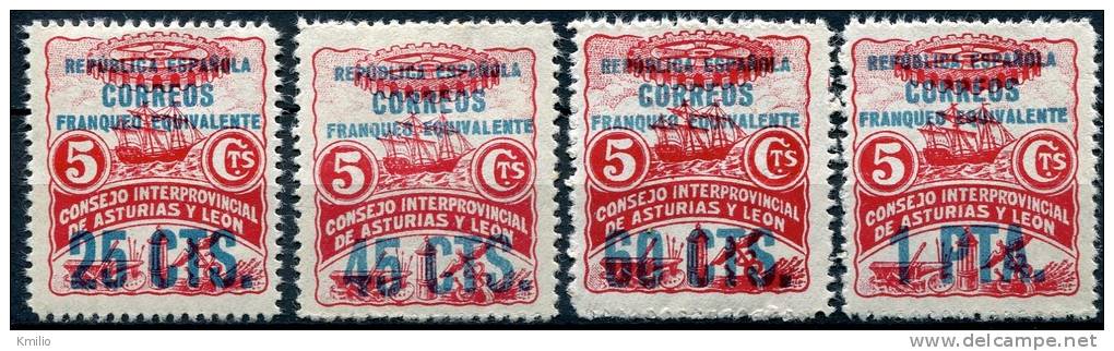 1937. Asturias Y León Serie Completa Habilitada Ed 8 A 11* - Asturias & Leon