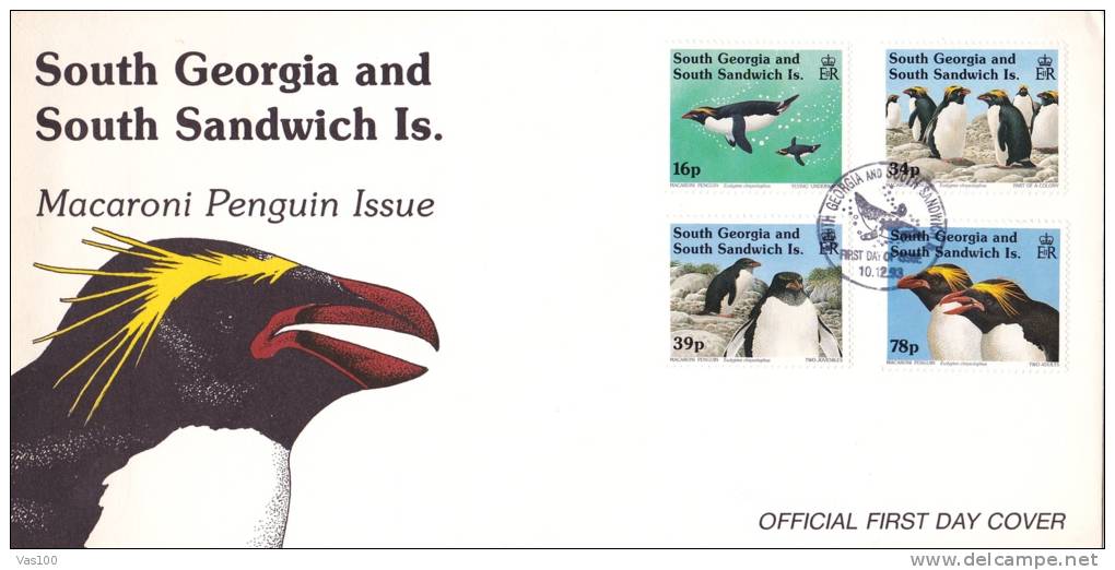 PINGUINS, 1993, COVER FDC, SOUTH GEORGIA AND SOUTH SANDWICH - Pingouins & Manchots