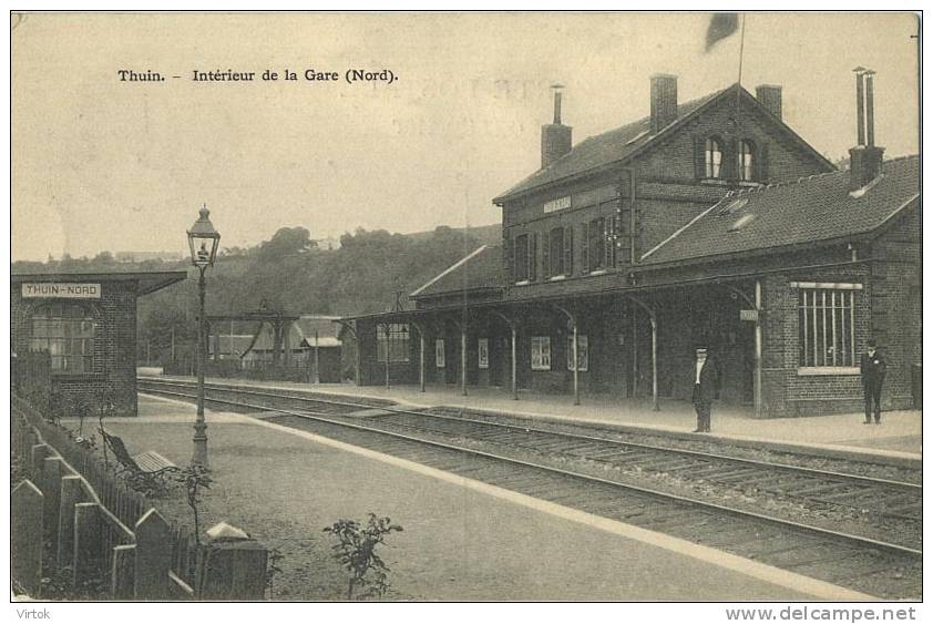 Thuin   :  Intérieur De La  Gare  Nord    ( Ecrit 1909 Avec Timbre ) - Thuin