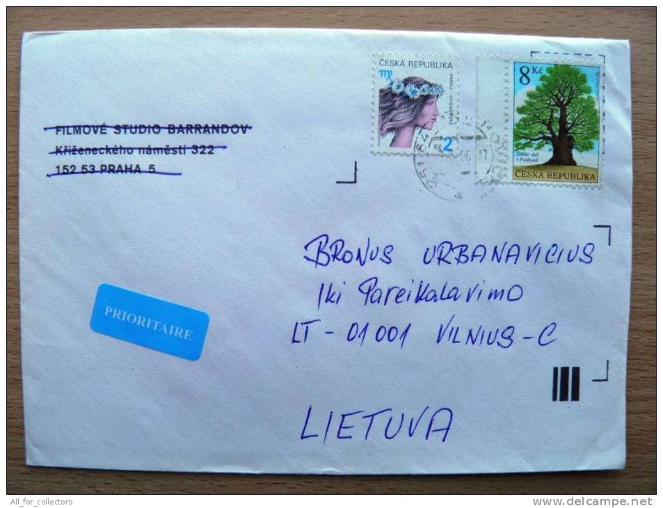 Cover Sent From Czech Rep. To Lithuania, Oak Tree - Brieven En Documenten