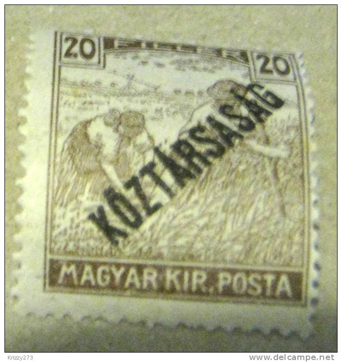 Hungary 1919 Harvesters Koztarsasag 20f - Mint - Ungebraucht