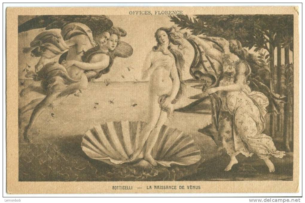 Botticelli, La Naissance De Venus, Early 1900s Unused Postcard [P9400] - Paintings