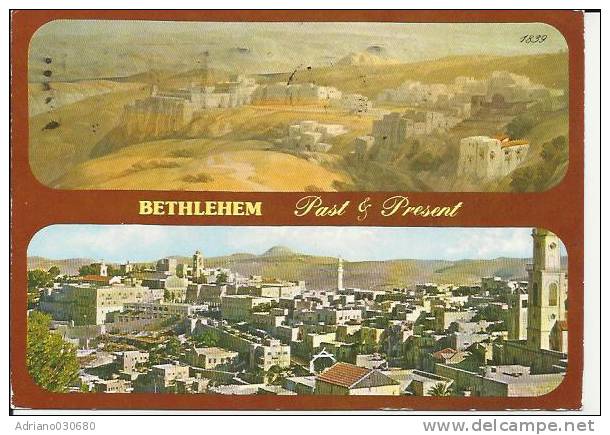 VECCHIA CARTOLINA DI   ISRAELE BETLEMME BETHLEHEM BEL FRANCOBOLLO STAMPS STAMP - Israel