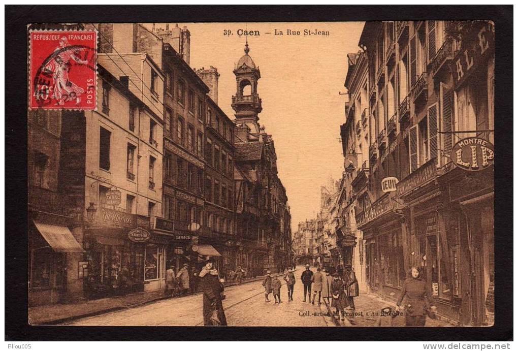 14.  CAEN.   ( CALVADOS ). RUE ST- JEAN. ANIMEE.  TABAC XANTHIA... LIP..CLOCHETON  ...... C901 - Caen