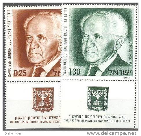 1974 David Ben Gurion Bale 595-6 / Sc 547-8 / Mi 621-2 TAB MNH/neuf/postfrisch [gra] - Unused Stamps (with Tabs)