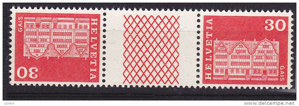 SUISSE N° 819b 30c ET 30c  ROUGE MAISONS A GAIS TÈTE BÊCHE AVEC PONT   NEUF SANS CHARNIÈRE - Unused Stamps