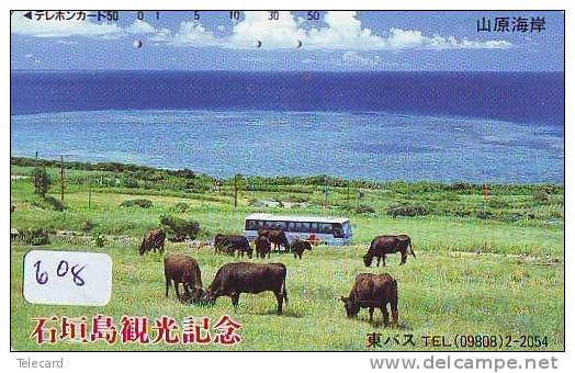 Télécarte JAPON * VACHE (608) COW * KOE * BULL * PHONECARD JAPAN * TELEFONKARTE * VACA * TAURUS * - Vaches