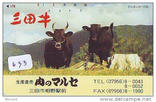 Télécarte JAPON * VACHE (633) COW * KOE * BULL * PHONECARD JAPAN * TELEFONKARTE * VACA * TAURUS * - Kühe