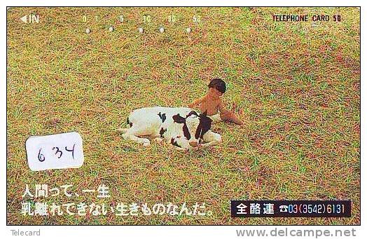 Télécarte JAPON * VACHE (634) COW * KOE * BULL * PHONECARD JAPAN * TELEFONKARTE * VACA * TAURUS * - Kühe