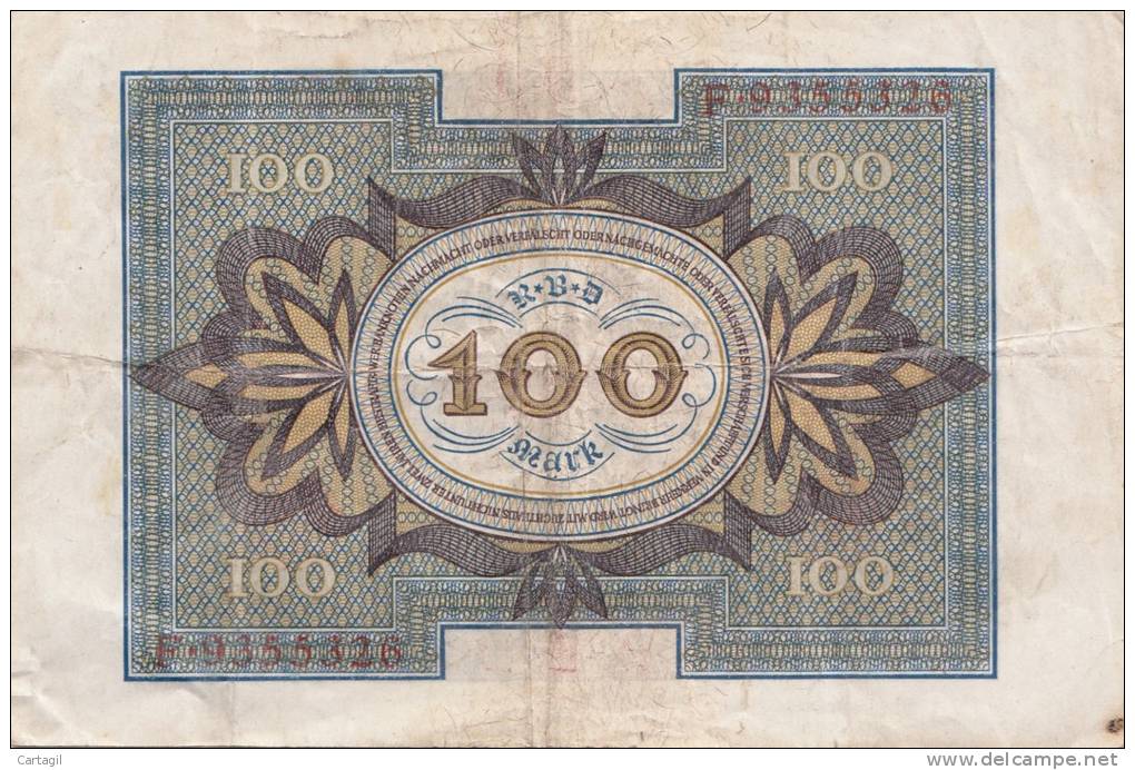 NUM - B411 -  Billet Reichsbanknote 100 Marks (détail RV 2 Scans ) - 100 Mark