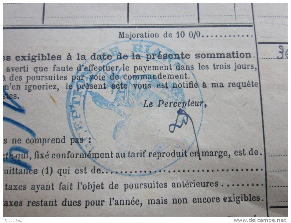 Cachet Perception à Rians Pr Sté Coopérative Agricole Ginasservis(Var)sommation Av Frais CAD Rural Tiretet 1945 - Télégraphes Et Téléphones