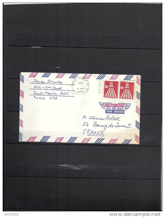 Marcophilie - Lettre Par Avion En Provenance De Santa Monica - Californie - USA - 28. Sep. 1970 - Postal History