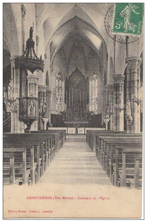 52 GENEVRIERES  Intèrieur De L' EGLISE  Le CHOEUR  La CHAIRE  1913 - Otros & Sin Clasificación