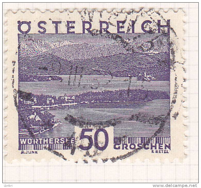 AUTRICHE N°386 50G VIOLET LAC DE WORTH OBL - Unused Stamps