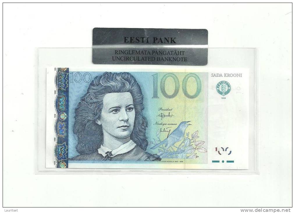 Estland Estonia Estonie  100 Krooni 1999 Banknote UNC In Official Bank Holder Of  Estonian Bank - Estonia