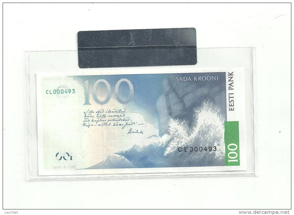 Estland Estonia Estonie  100 Krooni 1999 Banknote UNC In Official Bank Holder Of  Estonian Bank - Estland