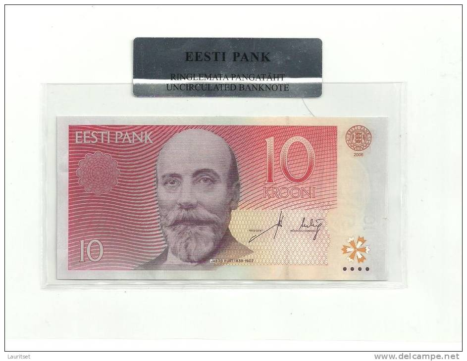 Estland Estonia Estonie  10 Krooni 2006 Banknote UNC In Official Bank Holder Of  Estonian Bank - Estonie