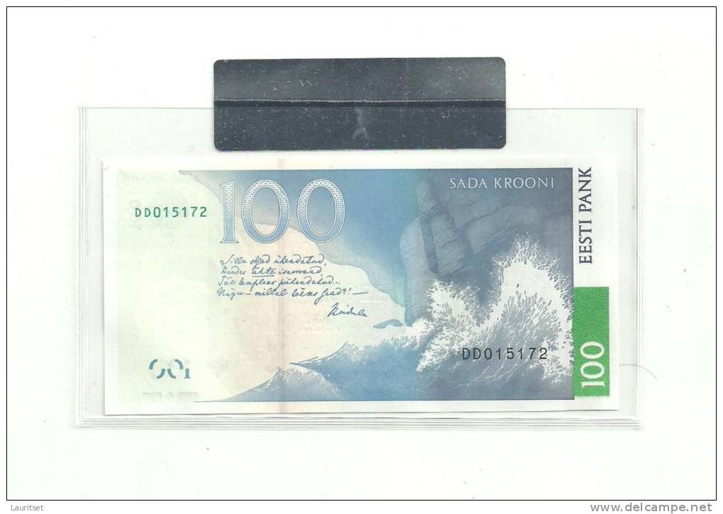 Estland Estonia Estonie  100 Krooni 2007 Banknote UNC In Official Bank Holder Of  Estonian Bank - Estonie