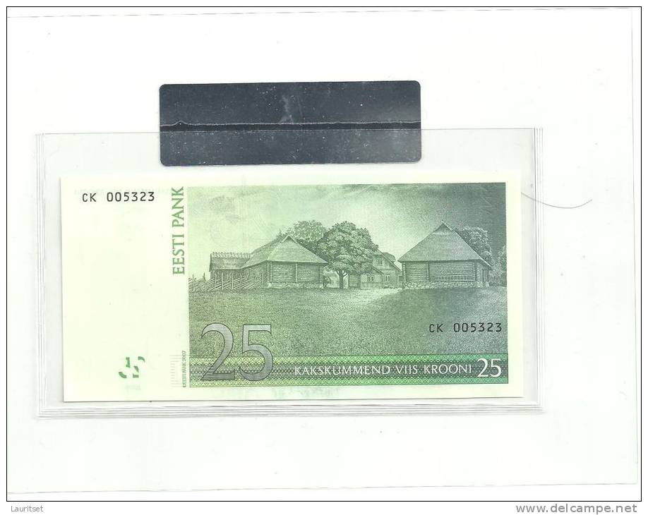 Estland Estonia Estonie  25 Krooni 2007 Banknote UNC In Official Bank Holder Of  Estonian Bank - Estonie