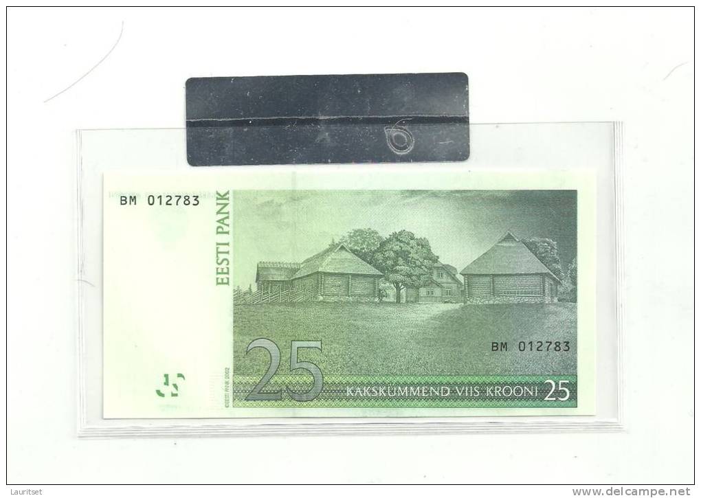 Estland Estonia Estonie  25 Krooni 2002 Banknote UNC In Official Bank Holder Of  Estonian Bank - Estonie
