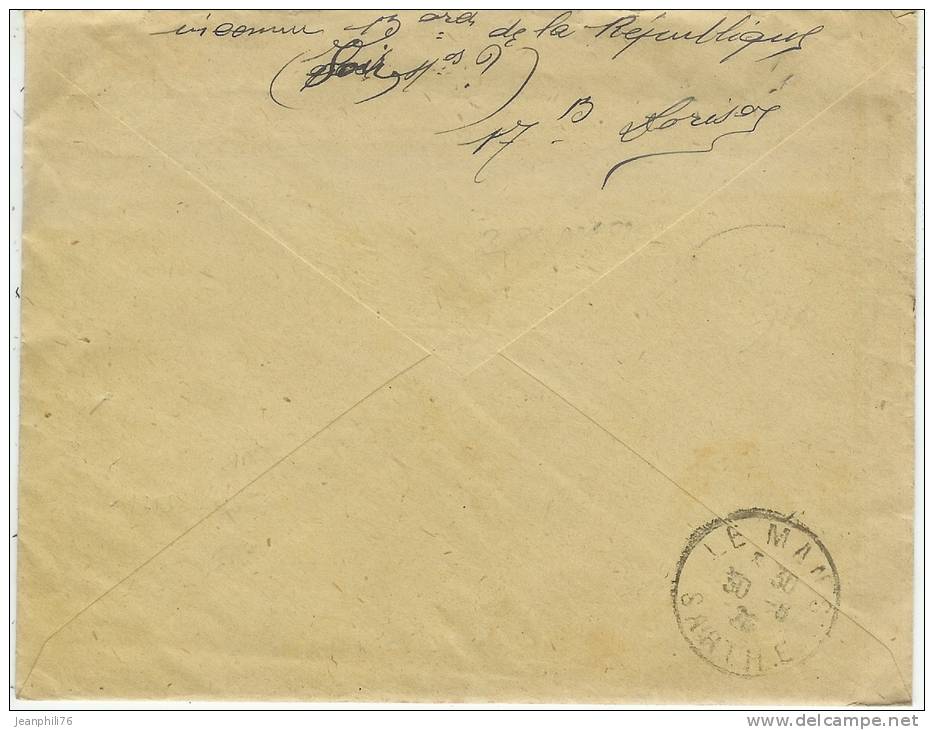 72 Le Mans Lettre En-tete "commission Arbitrale Des Loyers De L´arrondissement Du Mans - 1877-1920: Semi Modern Period