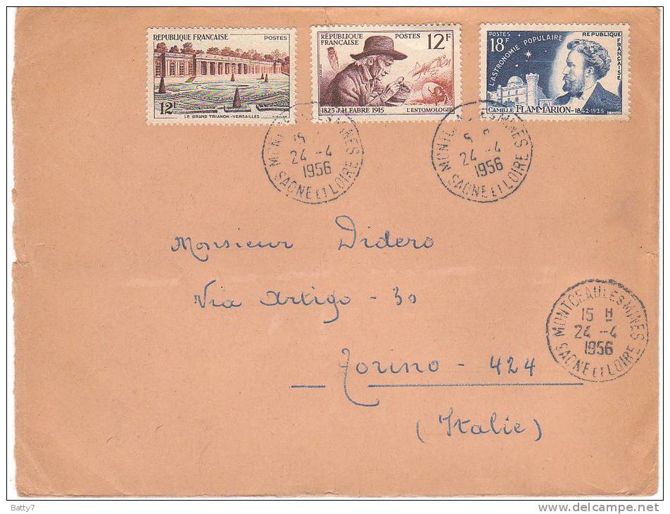 FRANCIA  STORIA POSTALE VIAGGIATA 1956 - 1950-1959