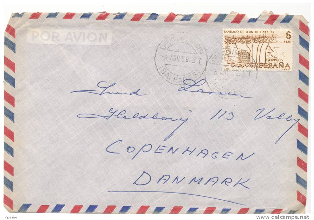 Spain Air Mail Cover Sent To Denmark 5-8-1969 Single Stamped - Covers & Documents